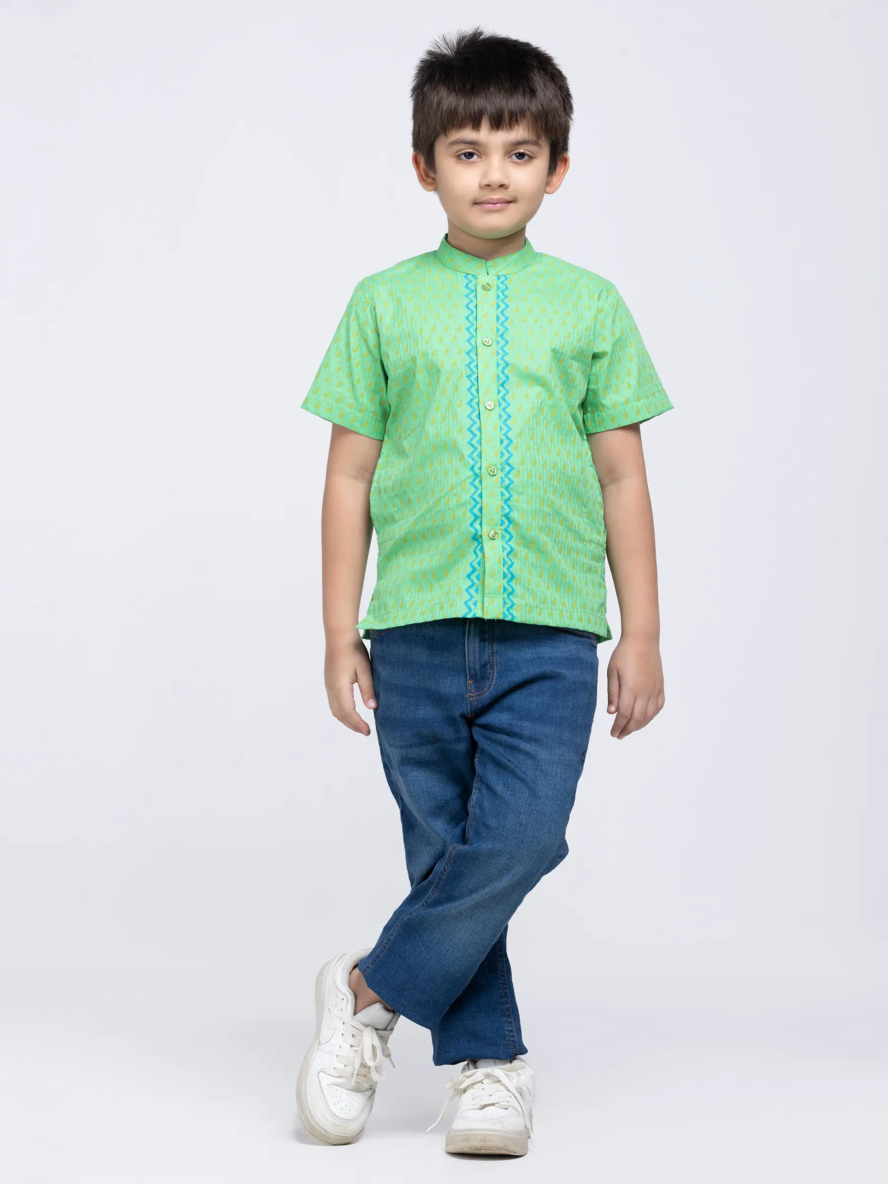 Light Green Printed Cotton Fatua