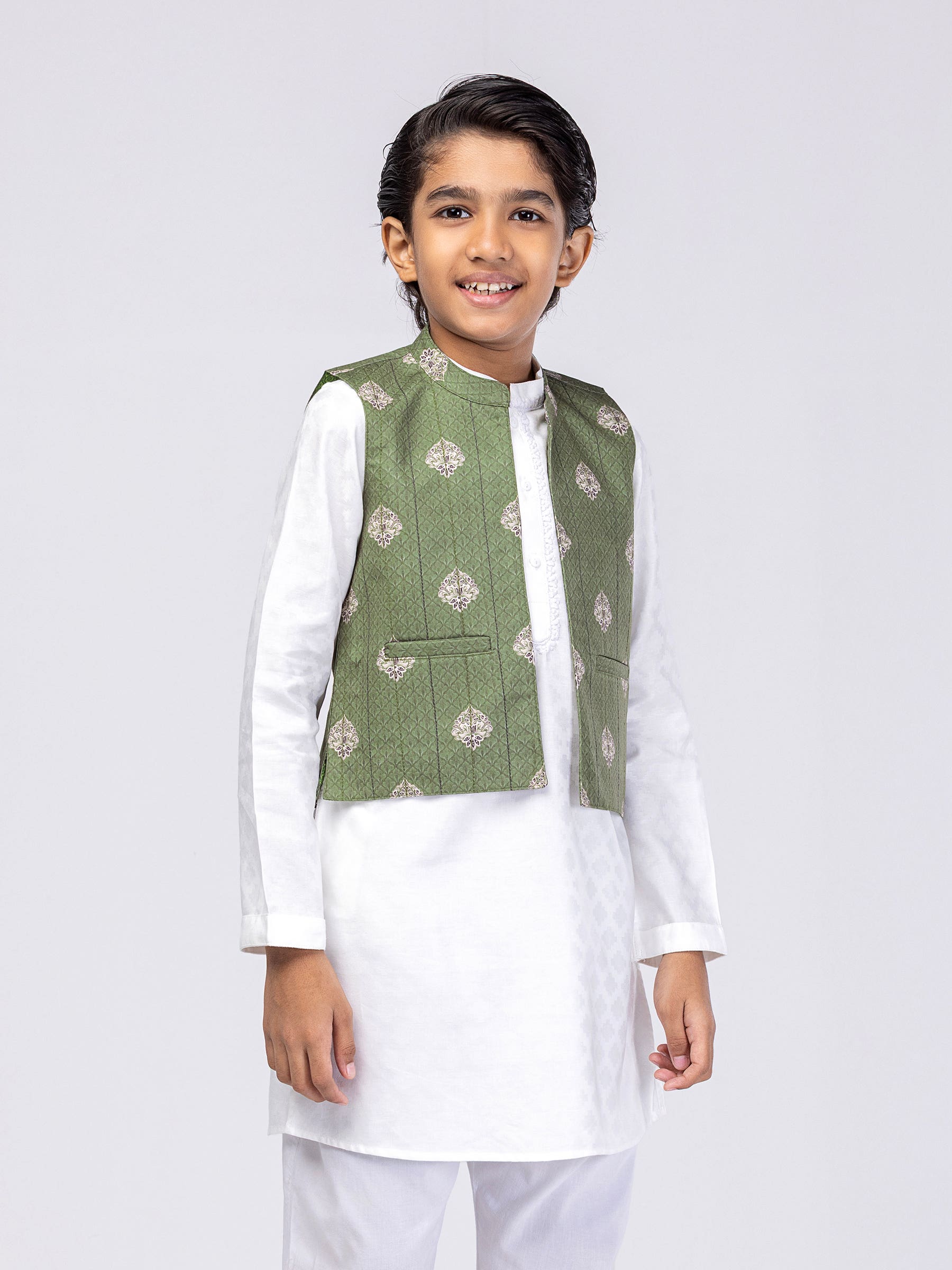 Light Green Printed Cotton Coaty