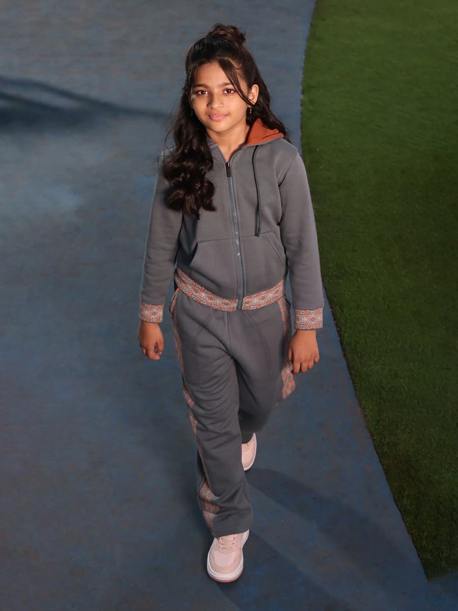 Grey Printed Mixed Cotton Joggers