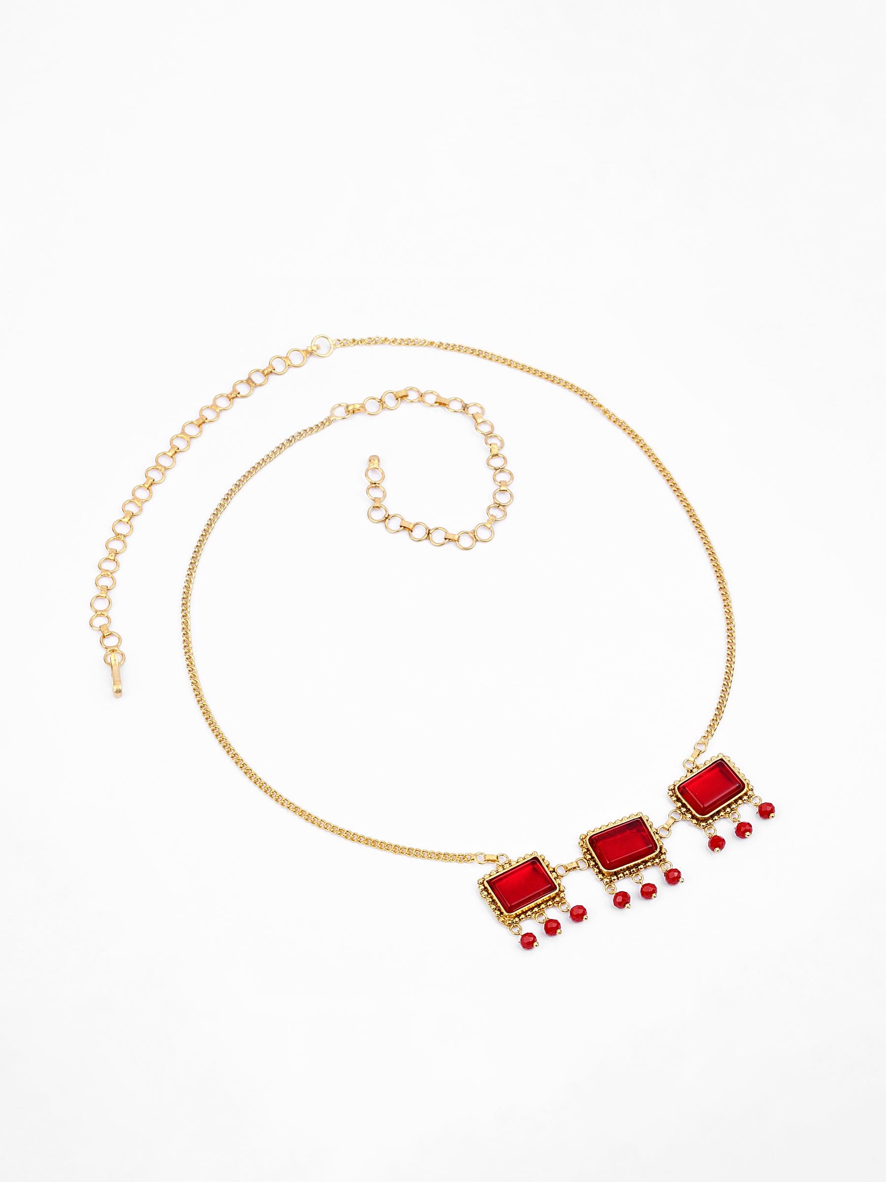 Red Stone Brass Necklace